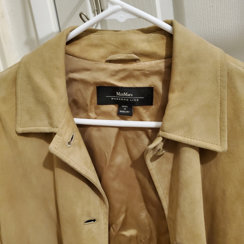 Maxmara weekend tan suede jacket sz 2 - Picture 8 of 16